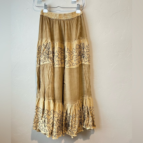 Fairy bohemian boho embroidered eccentric hippy maxi shirt set nature Lagenlook - Picture 7 of 16